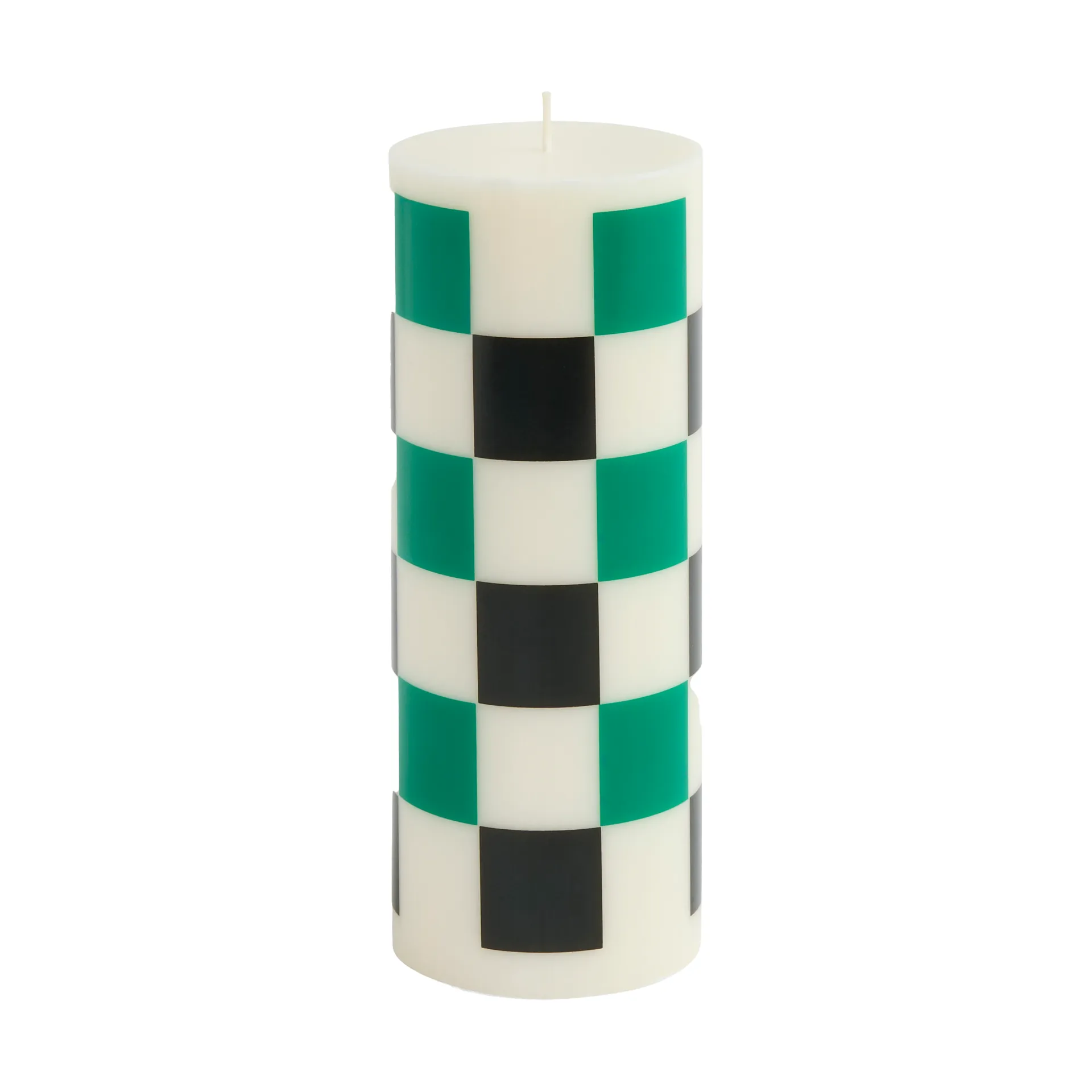 Candela a colonna blockljus media 20 cm, Off white-green-black check HAY