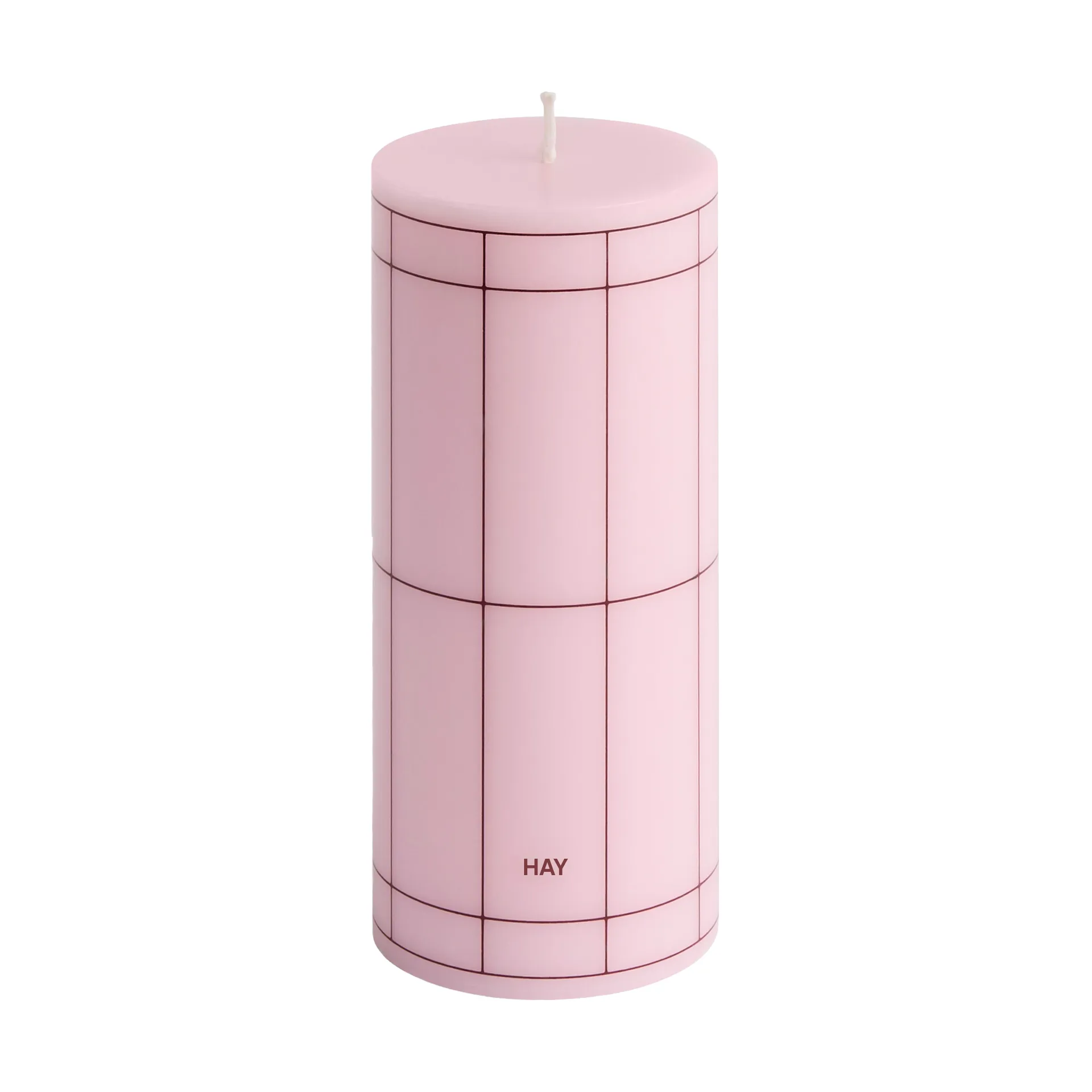 Candela a colonna Column Candle piccola 15 cm, Rosa chiaro-bordeaux grid HAY