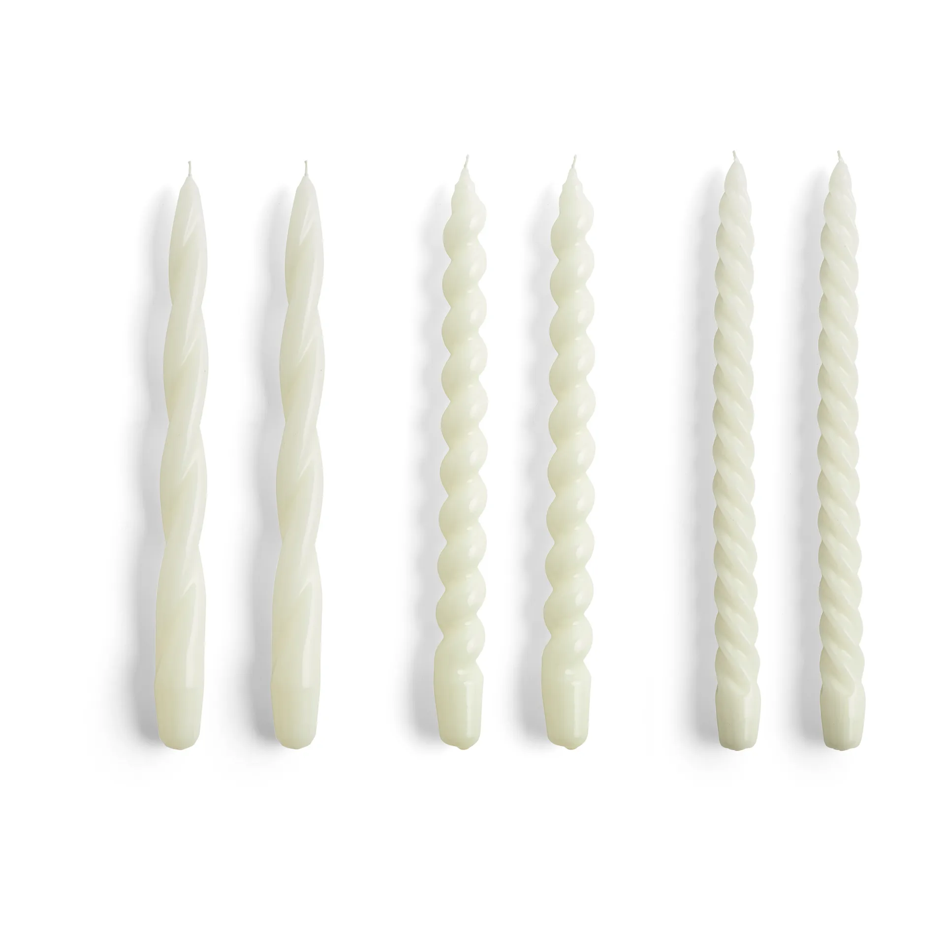 Candela Long Twist/Spiral Candle mix, confezione da 6, Bianco sporco HAY