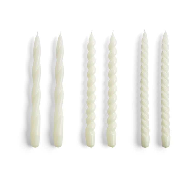 Candela Long Twist/Spiral Candle mix, confezione da 6, Bianco sporco HAY
