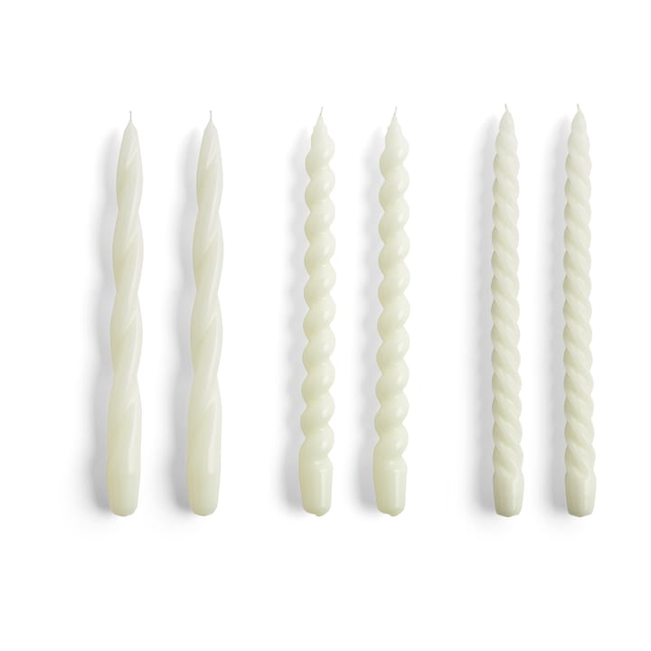 Candela Long Twist/Spiral Candle mix, confezione da 6 - Bianco sporco - HAY