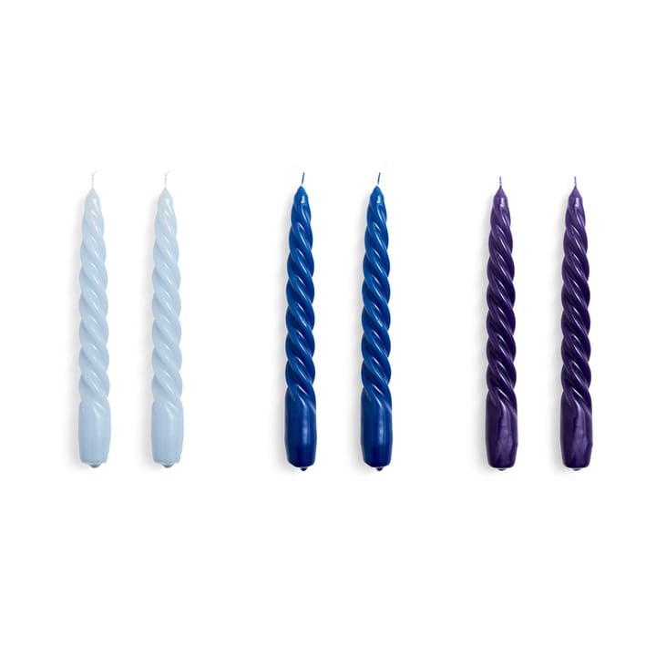 Candela Twist Candle confezione da 6 - Blu chiaro, blu, viola - HAY