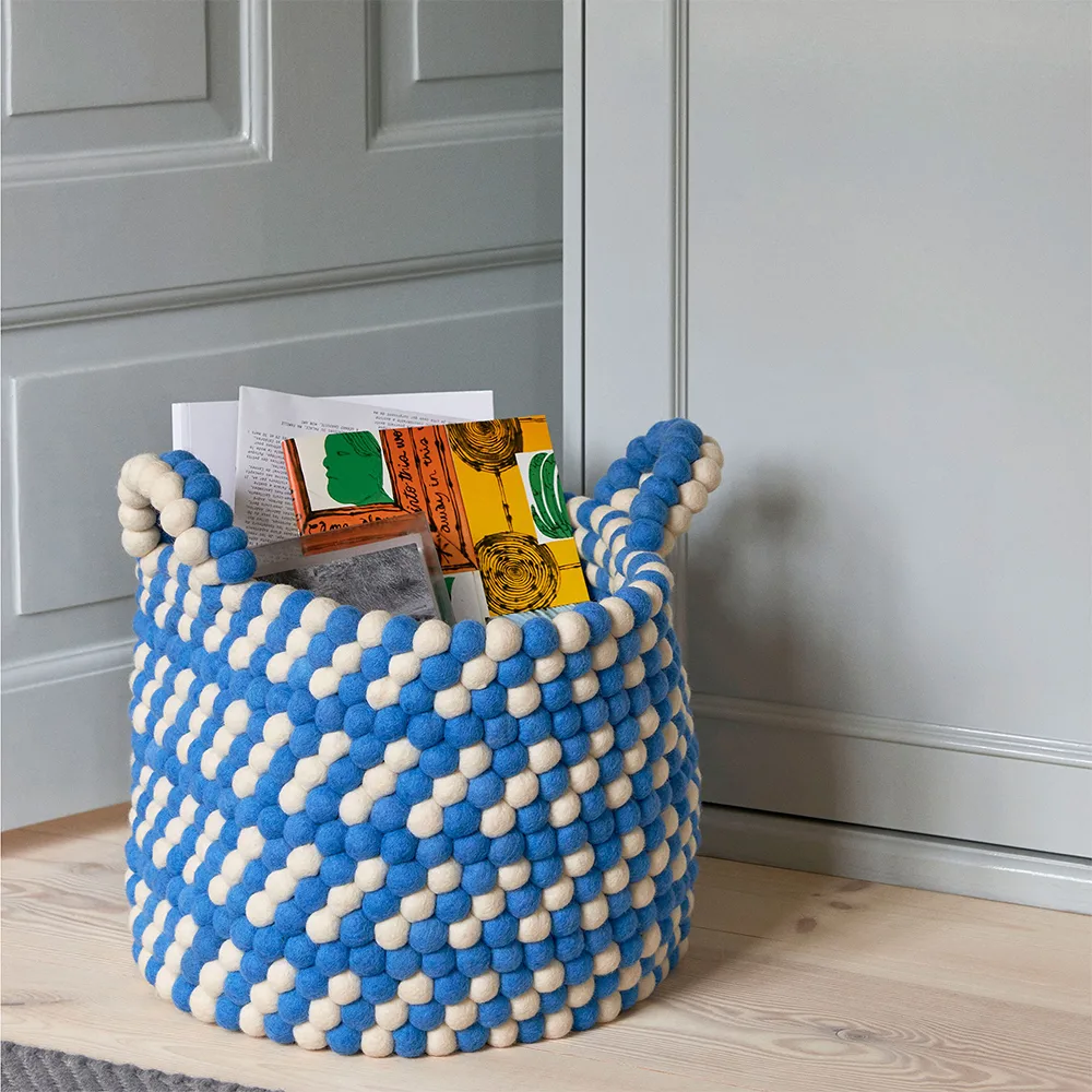 Cesta Bead con manici, Blue dash, large HAY