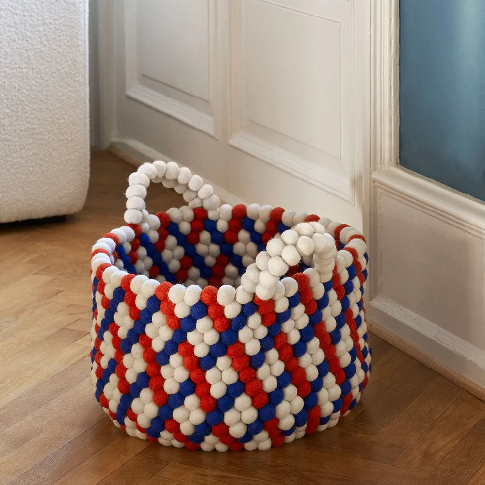Cesta Bead con manici, Blue dash, large HAY