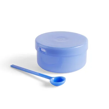 Ciotola in borosilicato con coperchio e cucchiaio - Azzurro giacinto - HAY