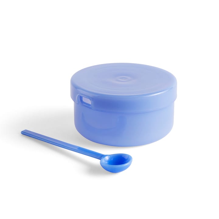 Ciotola in borosilicato con coperchio e cucchiaio - Azzurro giacinto - HAY