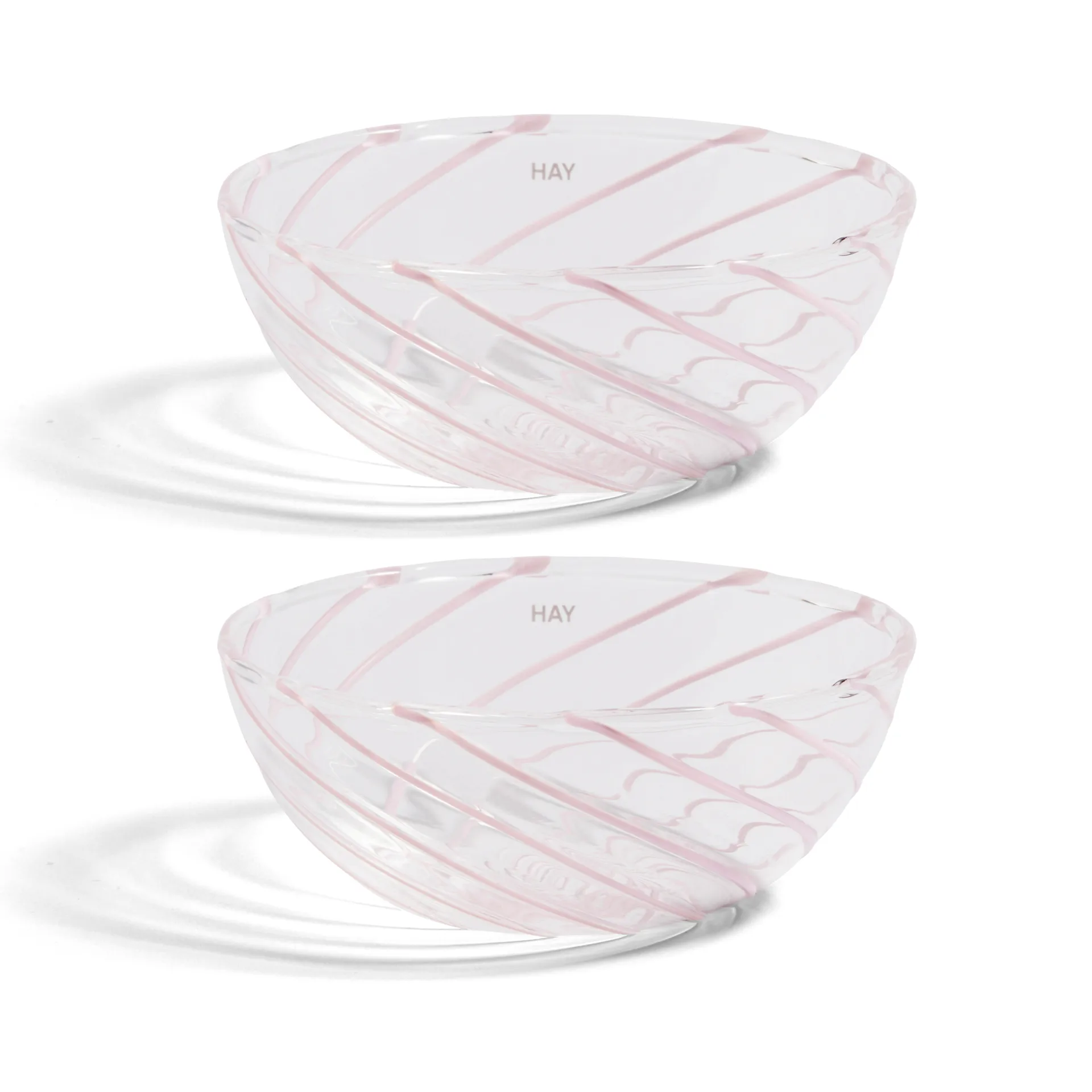 Ciotola Spin Ø 8,5 cm 2 pezzi, Trasparente-righe rosa HAY