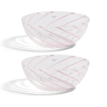 Ciotola Spin Ø 8,5 cm 2 pezzi - Trasparente-righe rosa - HAY