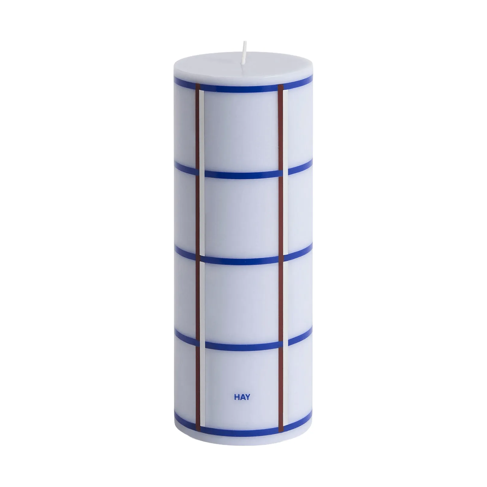 Column Candle candela a blocco media 20 cm, azzurro, blu, bordeaux e argento HAY