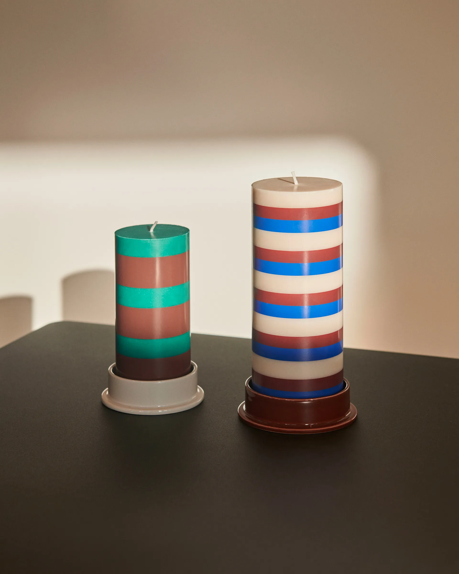 Column Candle candela a blocco media 20 cm, Bianco sporco, marrone, blu HAY