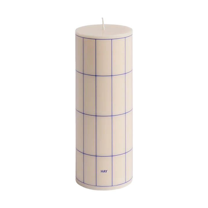Column Candle candela a blocco media 20 cm - Off white-blue grid check - HAY