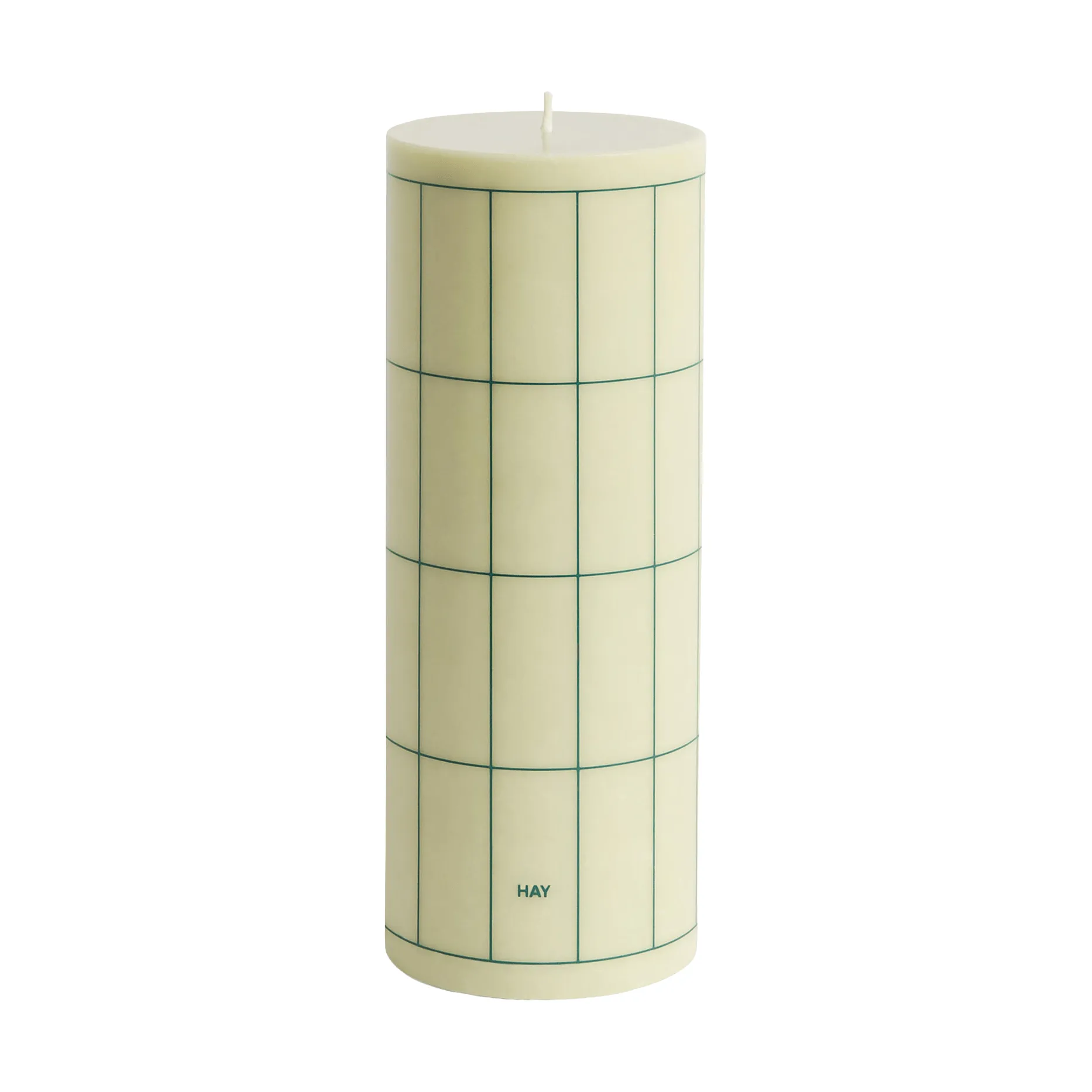 Column Candle candela a colonna large 25 cm, verde chiaro con quadretto a griglia verde scuro HAY