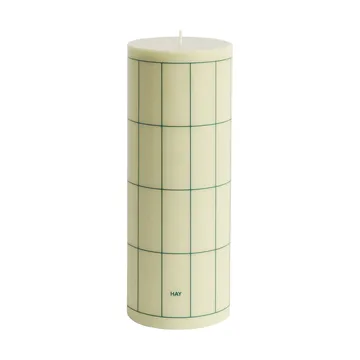 Column Candle candela a colonna large 25 cm - verde chiaro con quadretto a griglia verde scuro - HAY
