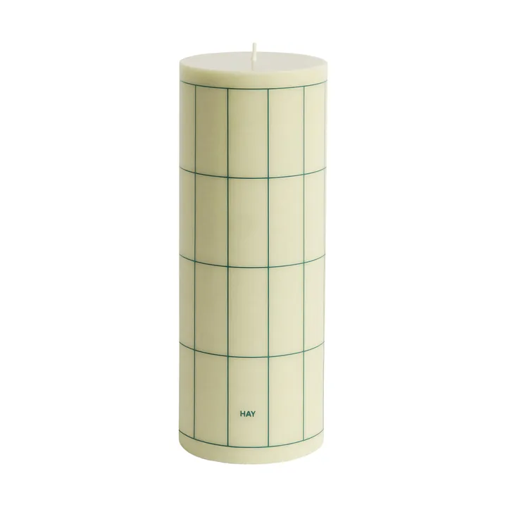Column Candle candela a colonna large 25 cm - verde chiaro con quadretto a griglia verde scuro - HAY