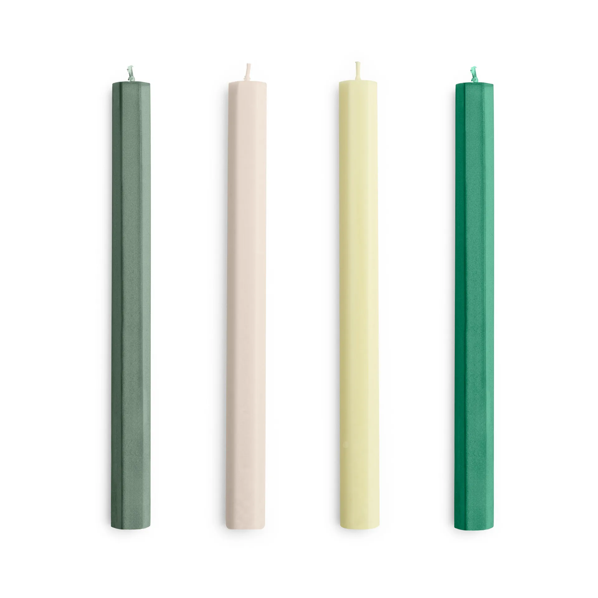 Confezione da 4 candele miste Hexagon Candle, Greens-whites HAY
