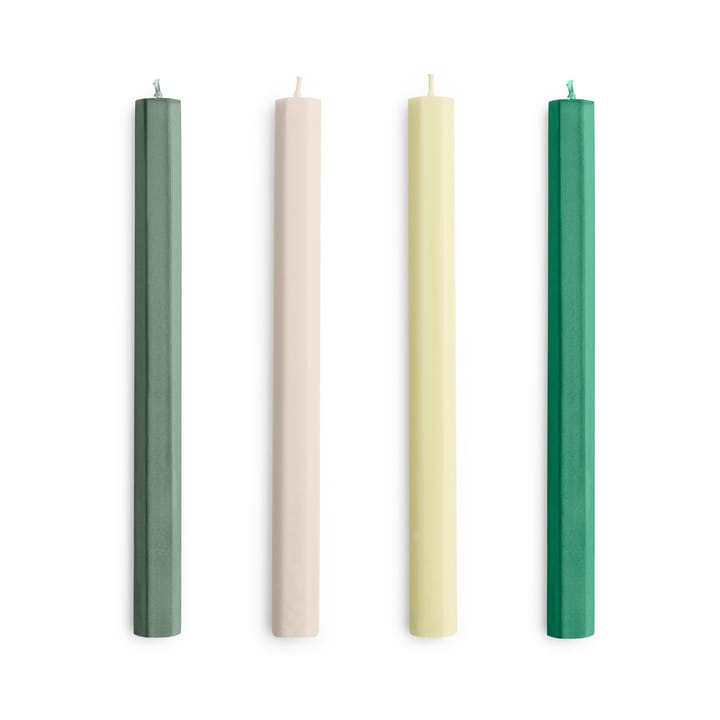 Confezione da 4 candele miste Hexagon Candle - Greens-whites - HAY