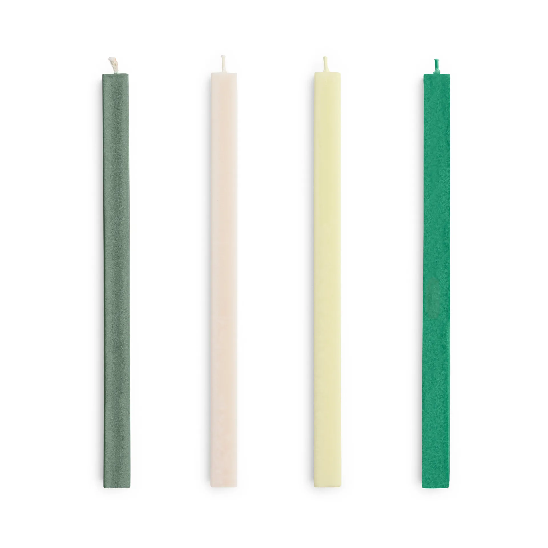 Confezione da 4 candele miste Square Candle, Greens-whites HAY
