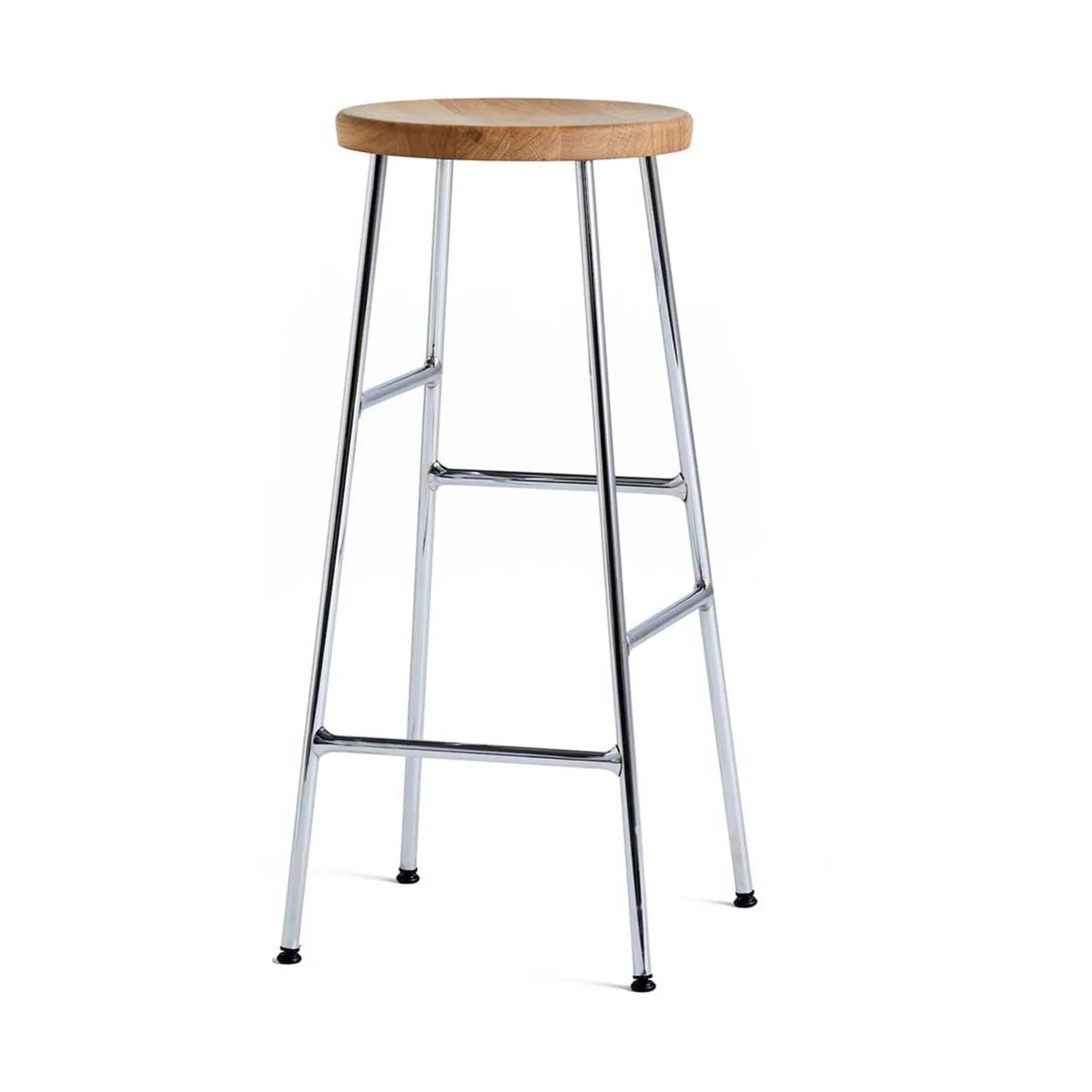 Cornet sgabello da bar rotondo 75 cm, Oiled oak-chrome HAY