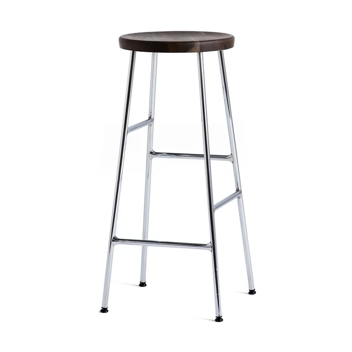 Cornet sgabello da bar rotondo 75 cm - Smoked oiled oak-chrome - HAY