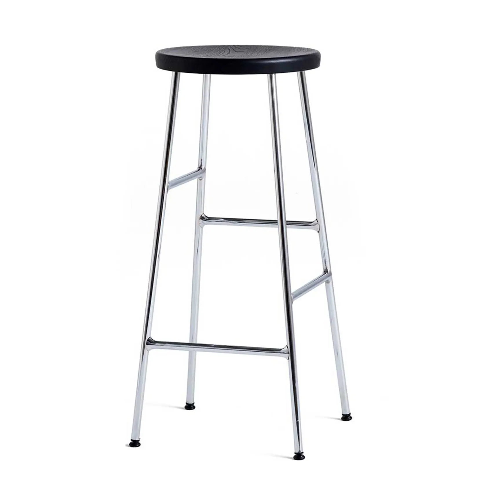 Cornet sgabello da bar rotondo 75 cm, Soft black oak-chrome HAY