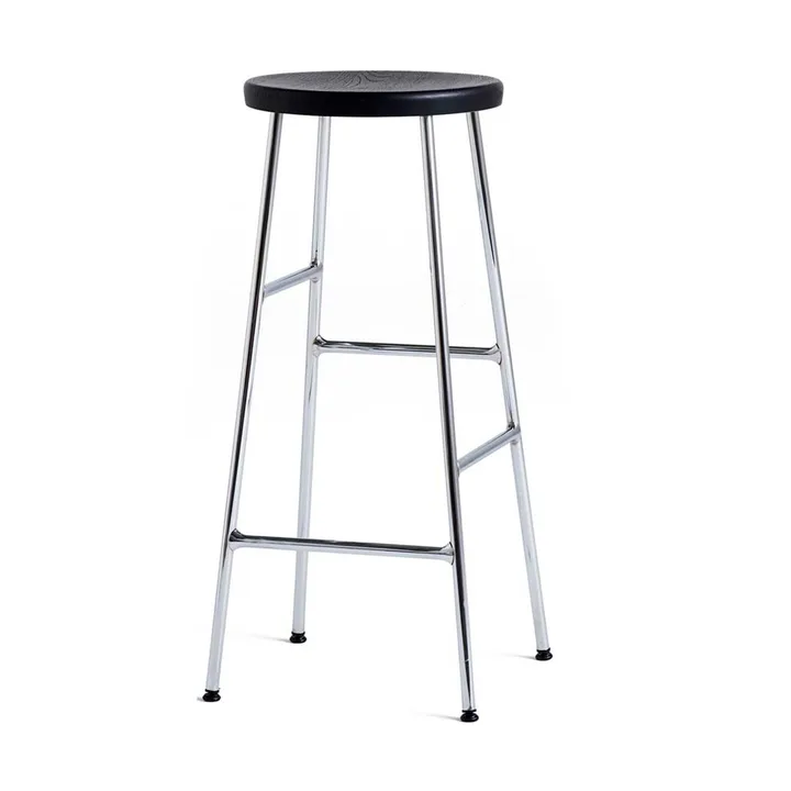 Cornet sgabello da bar rotondo 75 cm - Soft black oak-chrome - HAY