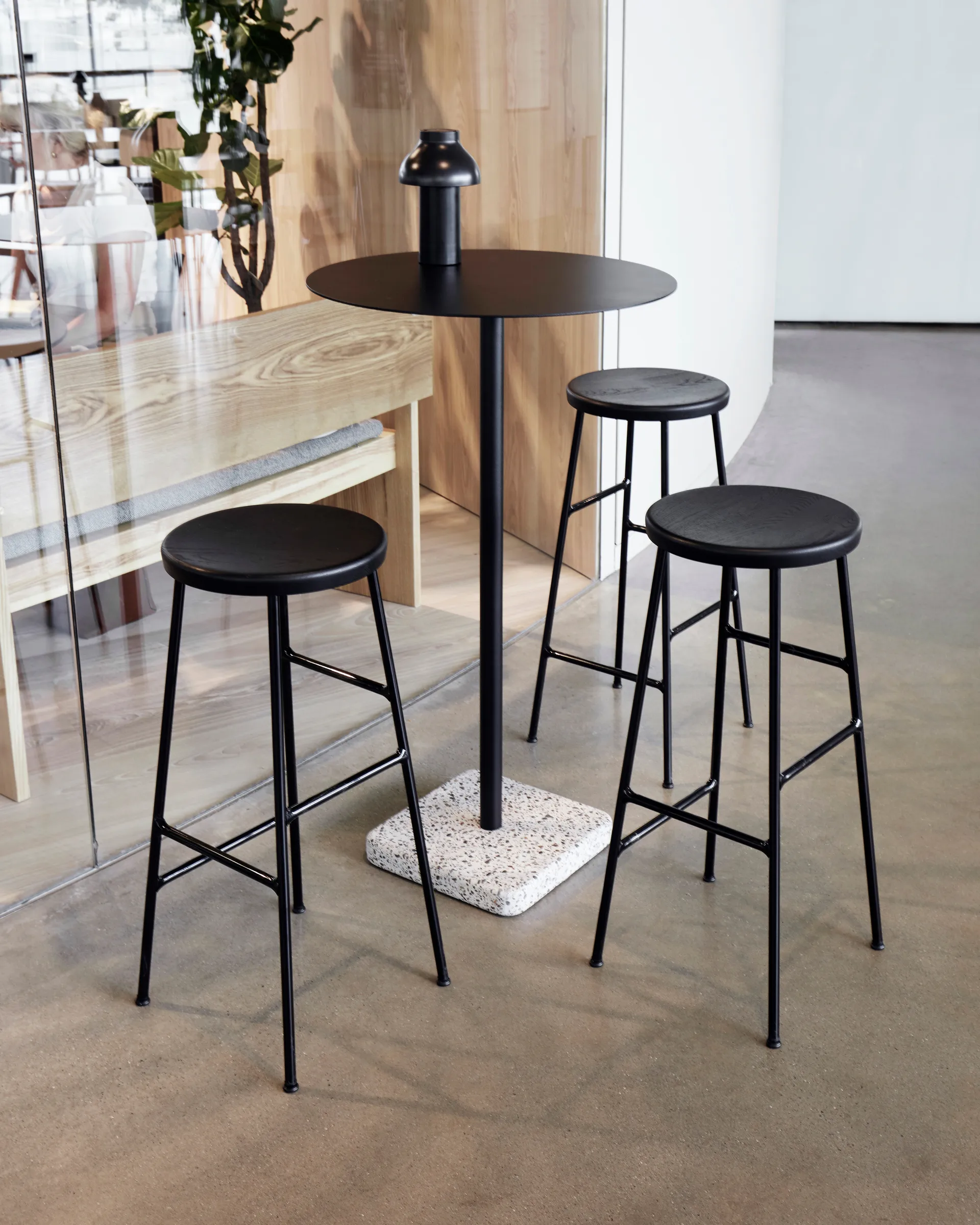 Cornet sgabello da bar rotondo 75 cm, Soft black oak-soft black HAY