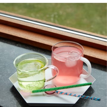 Cucchiaio di vetro Twist confezione da 2 - turchese - rosa chiaro - HAY