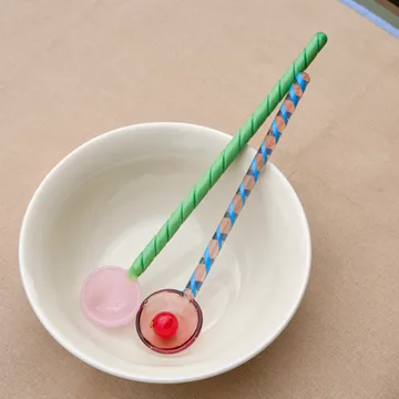 Cucchiaio di vetro Twist confezione da 2 - turchese - rosa chiaro - HAY