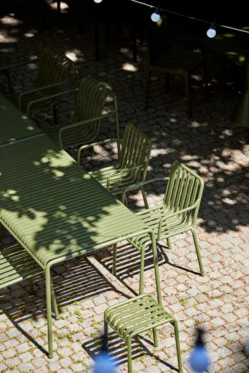 Gruppo da pranzo Palissade con 2 Poltrona da pranzo + panca 170x90 cm oliva - HAY