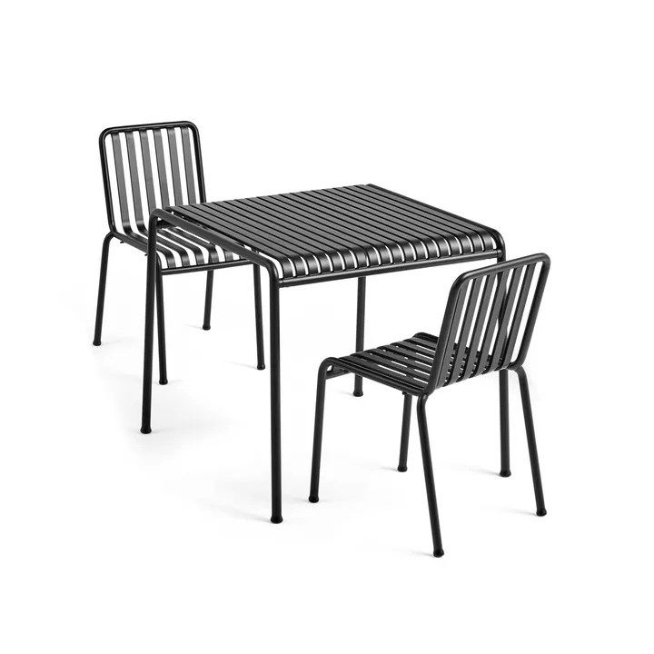 Gruppo da pranzo Palissade con 2 sedie 82,5x90 cm antracite - HAY