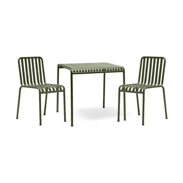 Gruppo da pranzo Palissade con 2 sedie 82,5x90 cm oliva - HAY