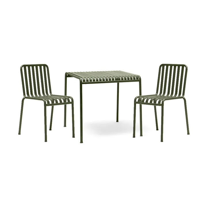 Gruppo da pranzo Palissade con 2 sedie 82,5x90 cm oliva - HAY