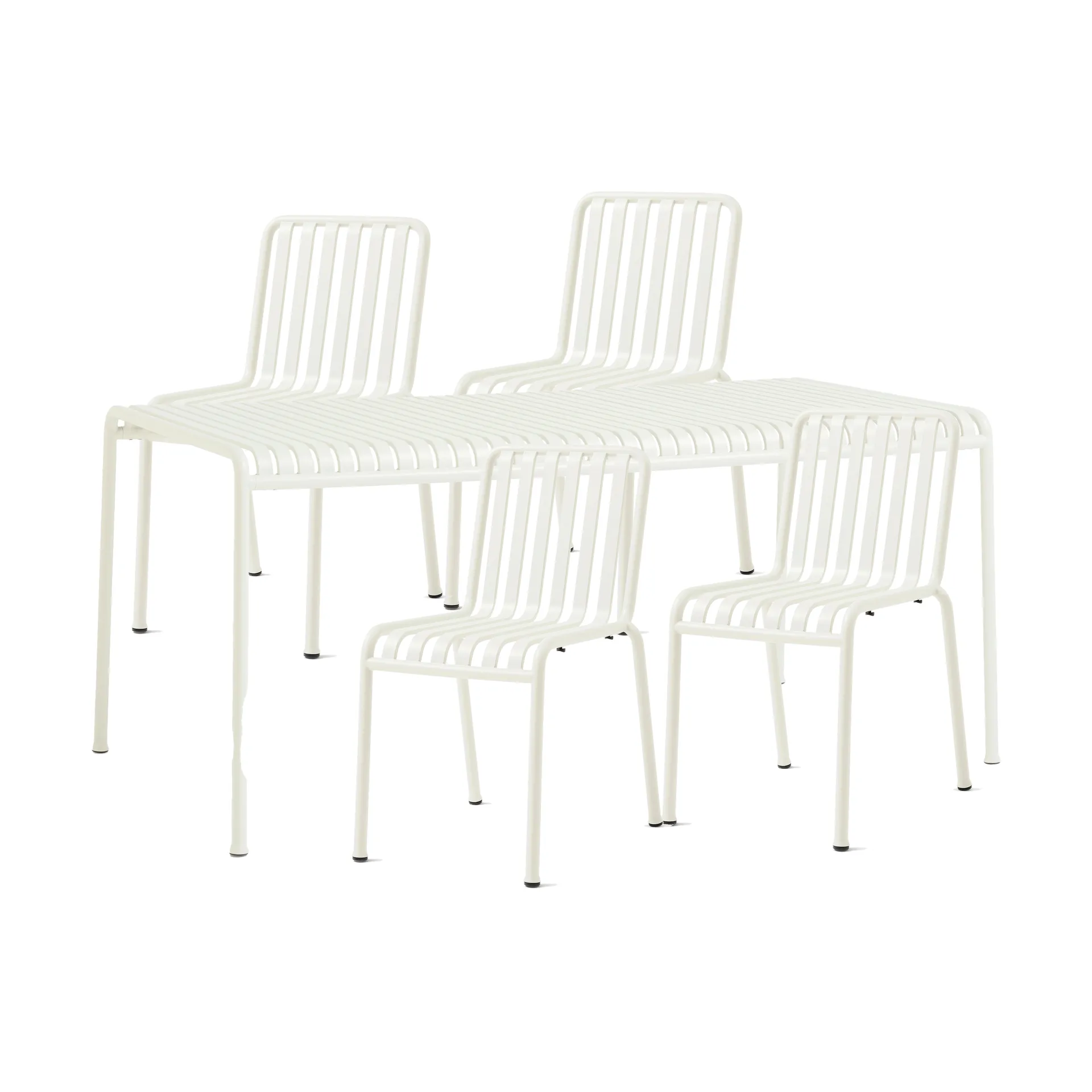 Gruppo da pranzo Palissade con 4 sedie 170x90 cm bianco crema HAY