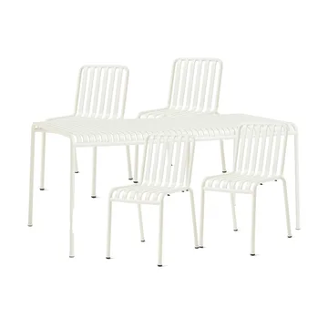 Gruppo da pranzo Palissade con 4 sedie 170x90 cm bianco crema - HAY
