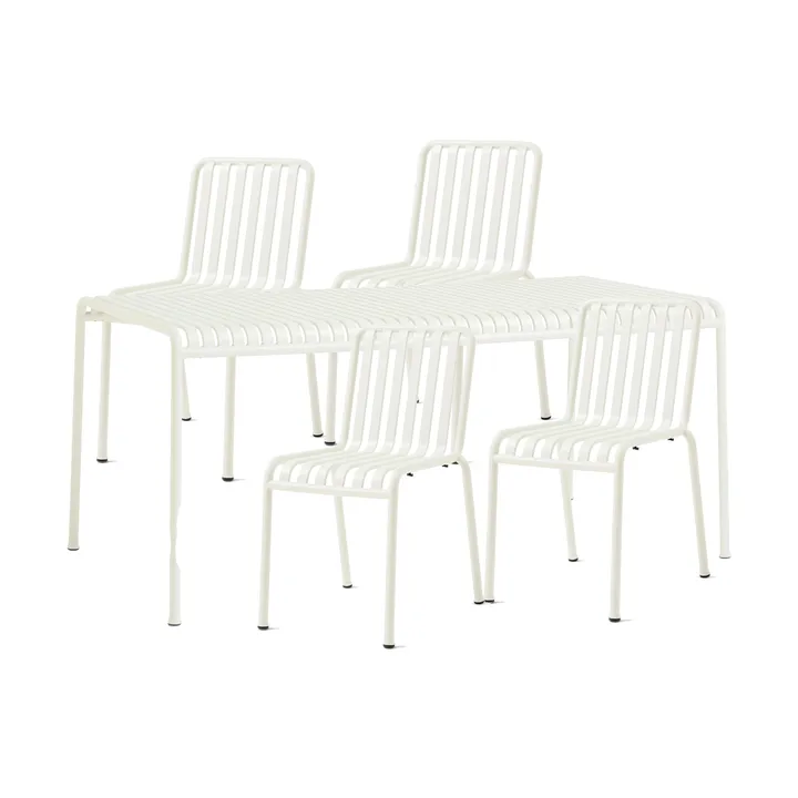 Gruppo da pranzo Palissade con 4 sedie 170x90 cm bianco crema - HAY
