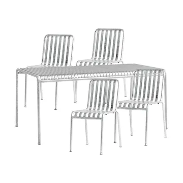 Gruppo da pranzo Palissade con 4 sedie 170x90 cm galvanizzato - HAY