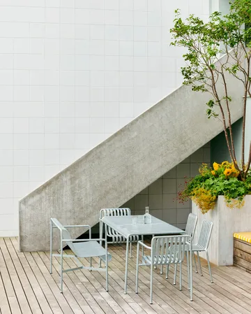 Gruppo da pranzo Palissade con 4 sedie 170x90 cm galvanizzato - HAY