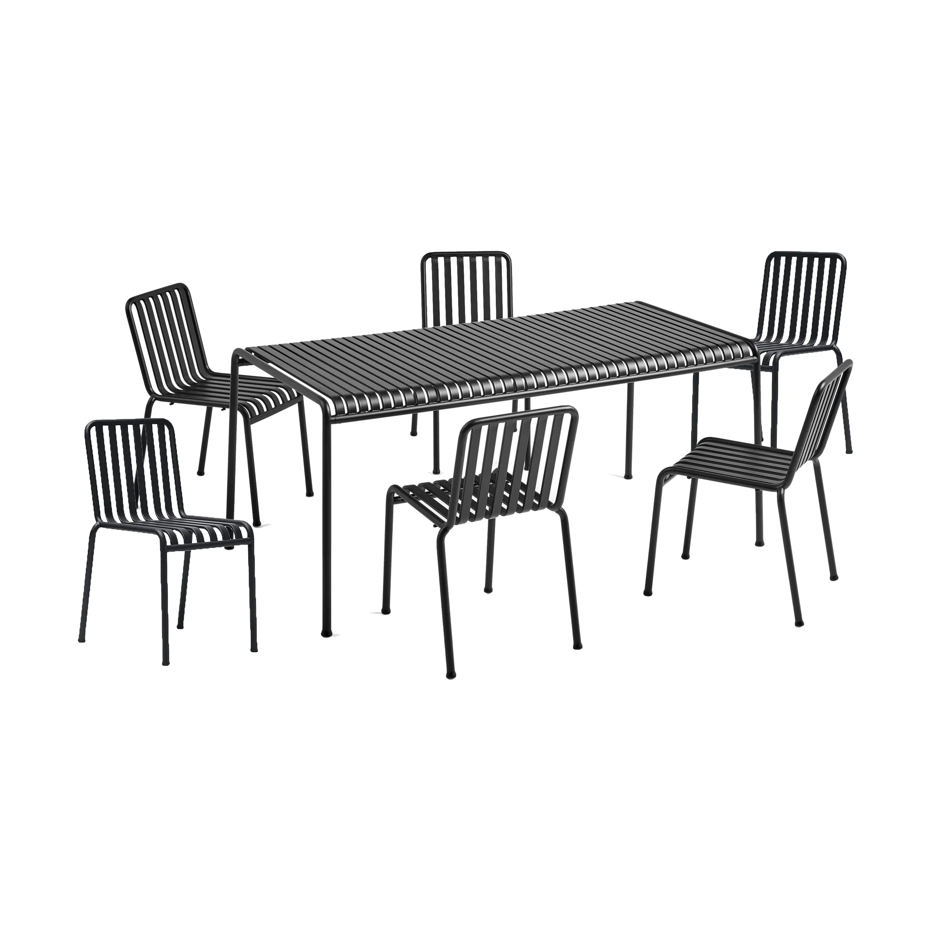 Gruppo da pranzo Palissade con 6 sedie 170x90 cm antracite,  HAY