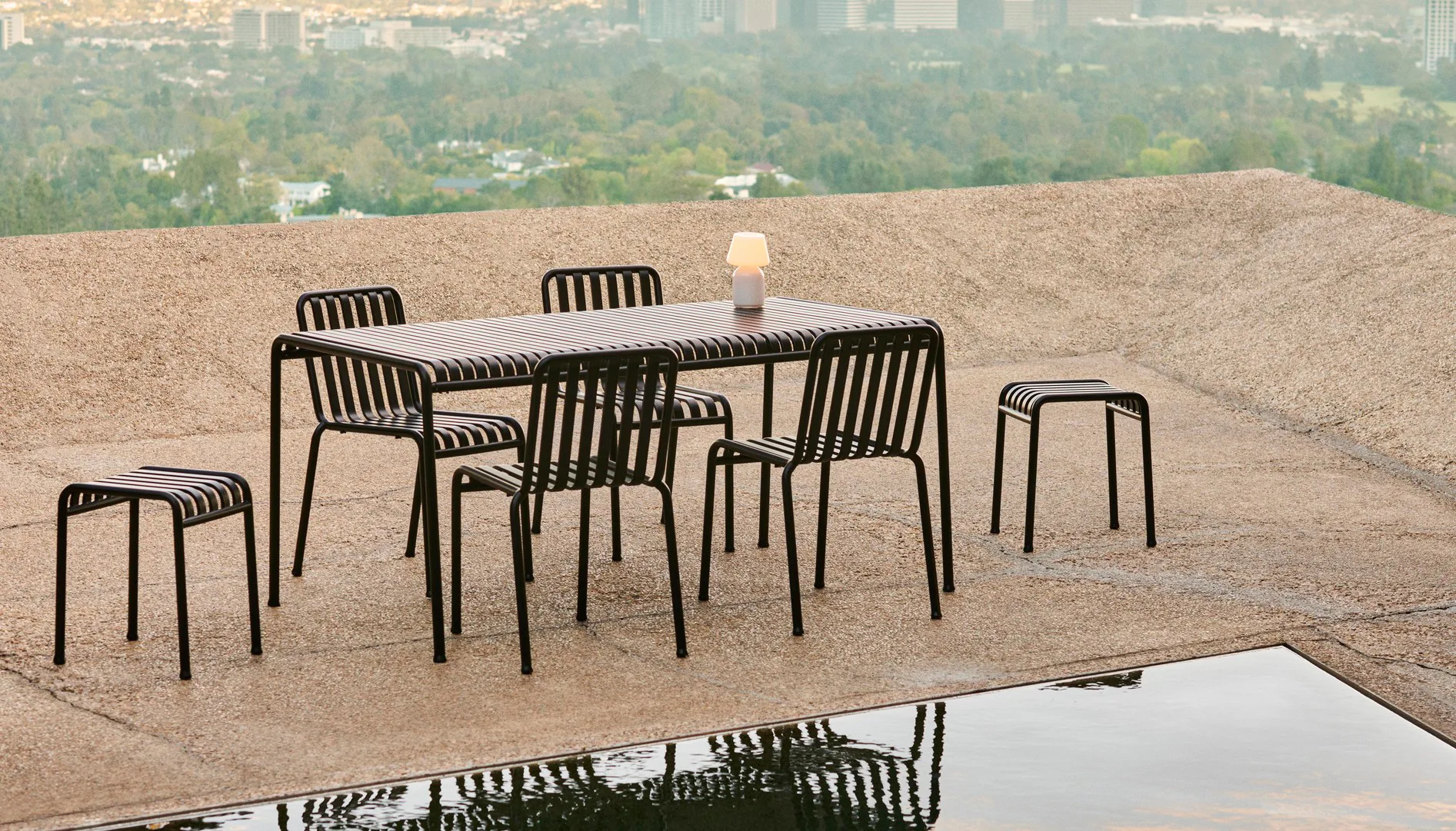 Gruppo da pranzo Palissade con 6 sedie 170x90 cm antracite,  HAY