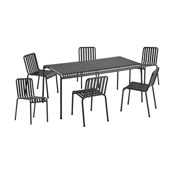Gruppo da pranzo Palissade con 6 sedie 170x90 cm antracite - HAY