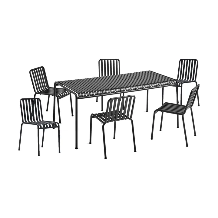 Gruppo da pranzo Palissade con 6 sedie 170x90 cm antracite - HAY