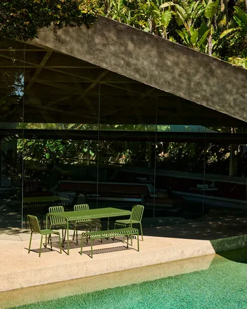 Gruppo da pranzo Palissade con 6 sedie 170x90 cm oliva - HAY