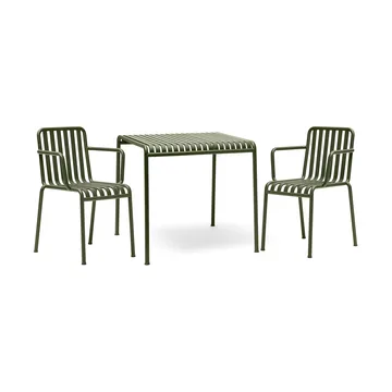 Gruppo da pranzo Palissade da 2 sedie con braccioli 82,5x90 cm oliva - HAY