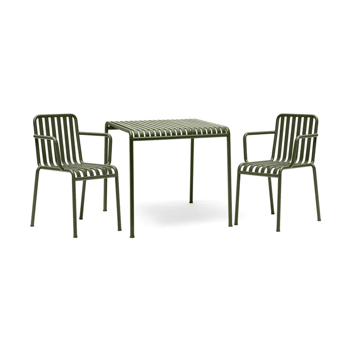 Gruppo da pranzo Palissade da 2 sedie con braccioli 82,5x90 cm oliva - HAY