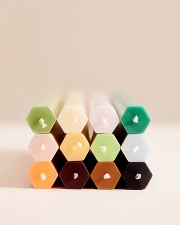 Hexagon Candle candele mix confezione da 4 - Dark - HAY