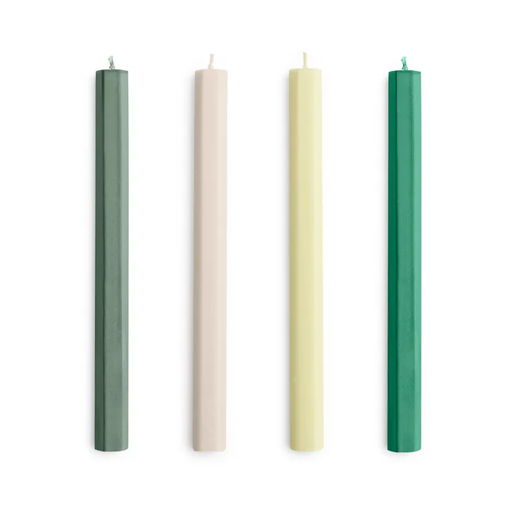 Hexagon Candle candele mix confezione da 4 - Greens-whites - HAY