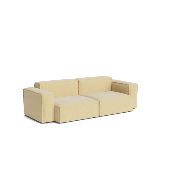 Mags Soft Low Armrest divano 2,5 posti combinazione 1 - Tartaglia Ocre white, rivestimento removibile - HAY