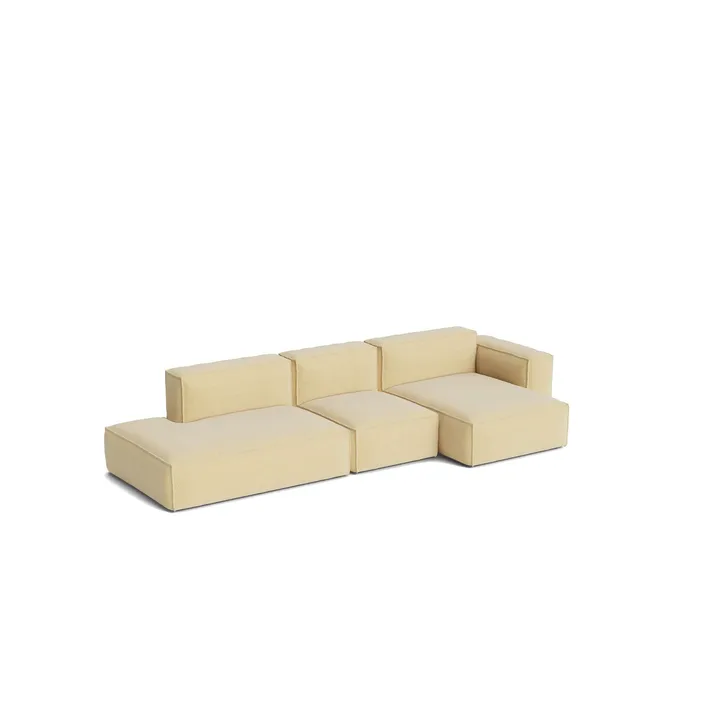 Mags Soft Low Armrest divano 2,5 posti combinazione 3 - Tartaglia Ocre white, destro, rivestimento removibile - HAY