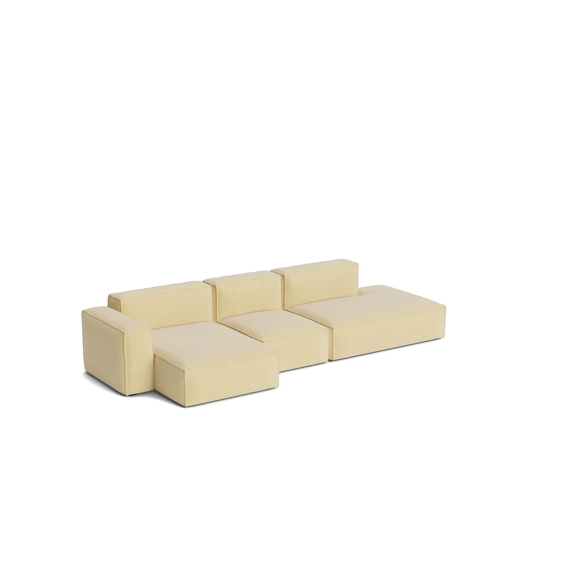 Mags Soft Low Armrest divano 2,5 posti combinazione 3, Tartaglia Ocre white, sinistra, rivestimento sfoderabile HAY