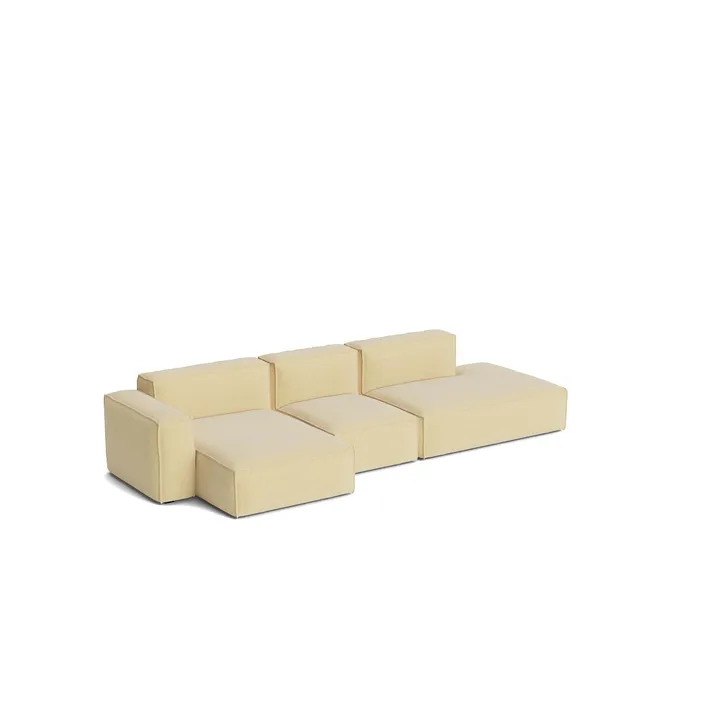 Mags Soft Low Armrest divano 2,5 posti combinazione 3 - Tartaglia Ocre white, sinistra, rivestimento sfoderabile - HAY